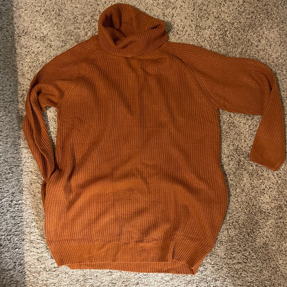 Women's Orange Turtleneck Sweater dress